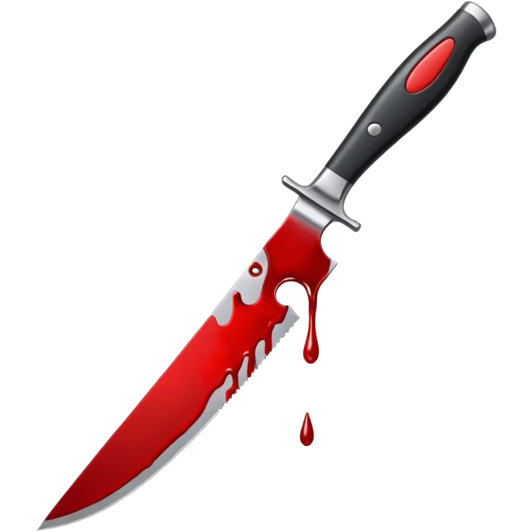  A knife with a black cutting handle with dripping blood on it emoji