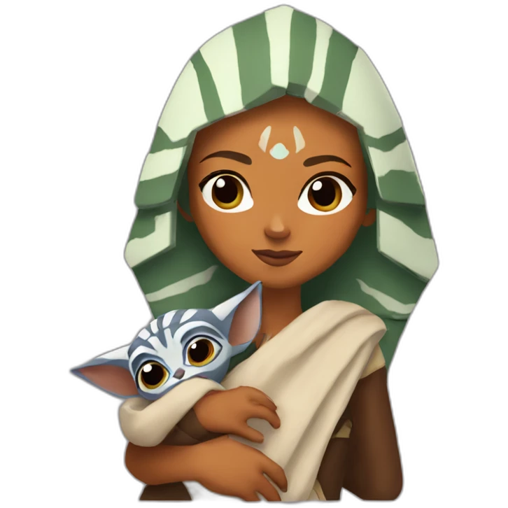 Ahsoka Tano holding baby yoda emoji