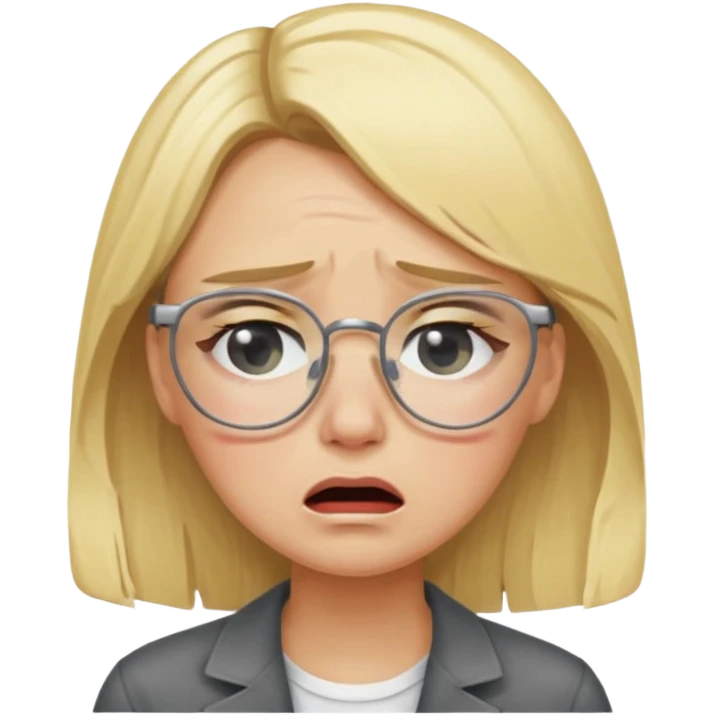 Blonde with glasses crying emoji