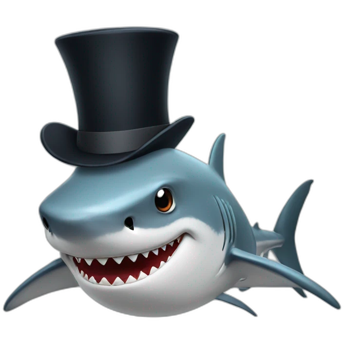 Shark with a top hat emoji
