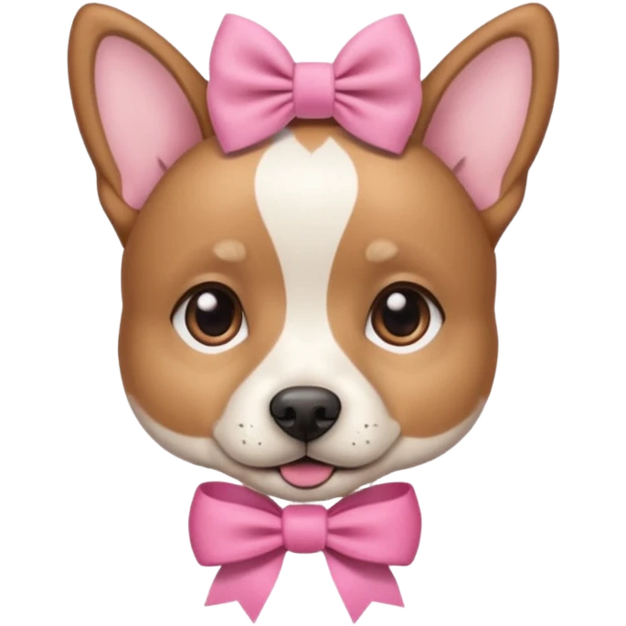 Brown and white face German short haired dog with pink bow on right ear emoji