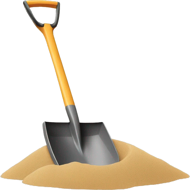 a shovel digging in sand emoji