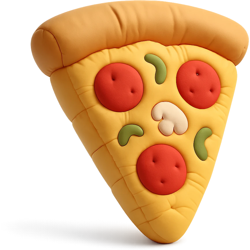 illustration of a pizza slice in cushion style emoji