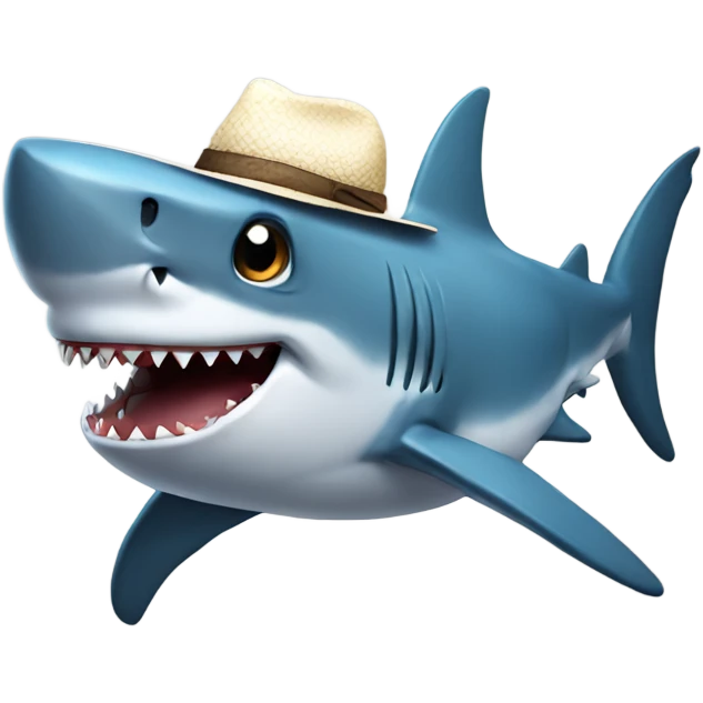 Shark wearing a hat emoji