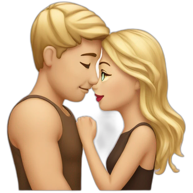 blond-hair-woman-and-brown-hair-man-kisses emoji