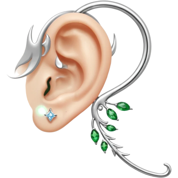 Elvish fae shiny sparkly translucent diaphanous ear climber ear piece ear cuff ear climber apparel emoji