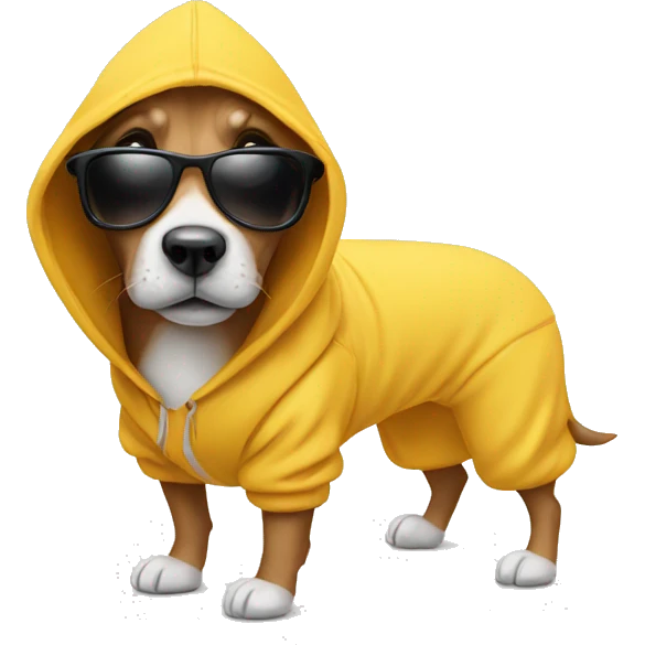 Dog wearing a hoodie and sun glasses emoji