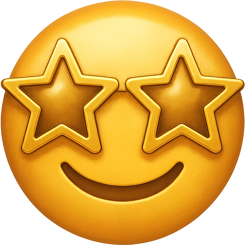 yellow face with gold star glasses emoji, digital illustration emoji