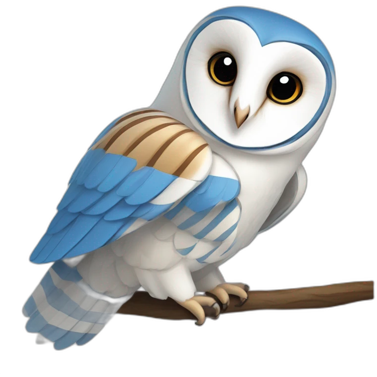 Barn Owl with blue and white strips emoji