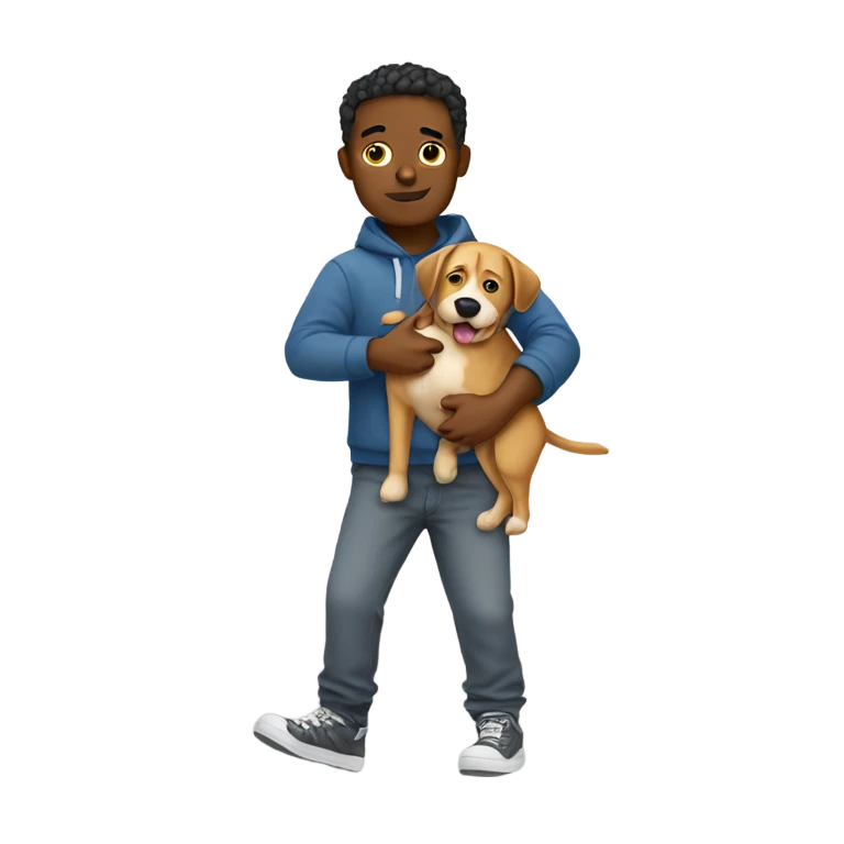 Chill guy carrying a dog emoji