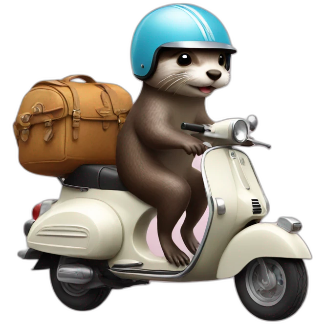 otter riding a vespa wearing helmet emoji