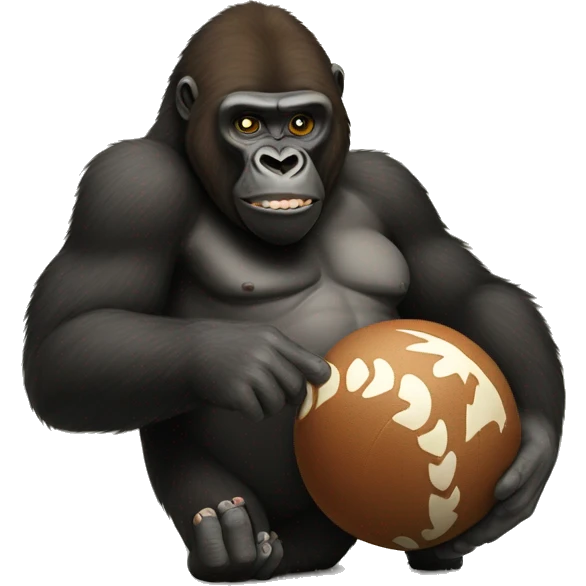 gorilla givingn brown ball to wife emoji