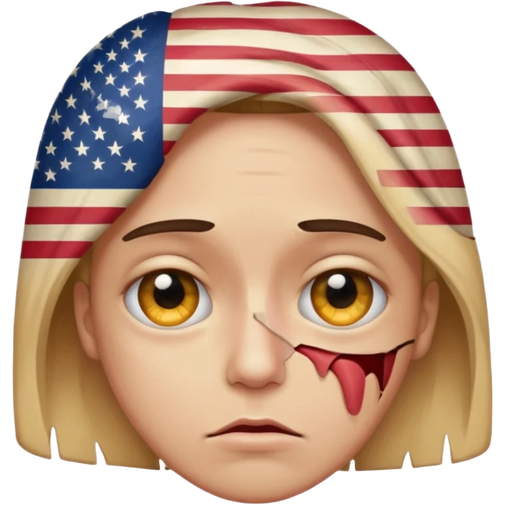 eye twitching emoji with a broken american flag in the background emoji