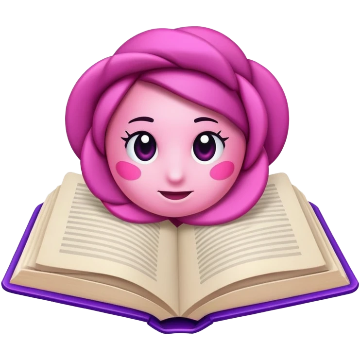 Livro aberto nas cores rosa e roxo emoji