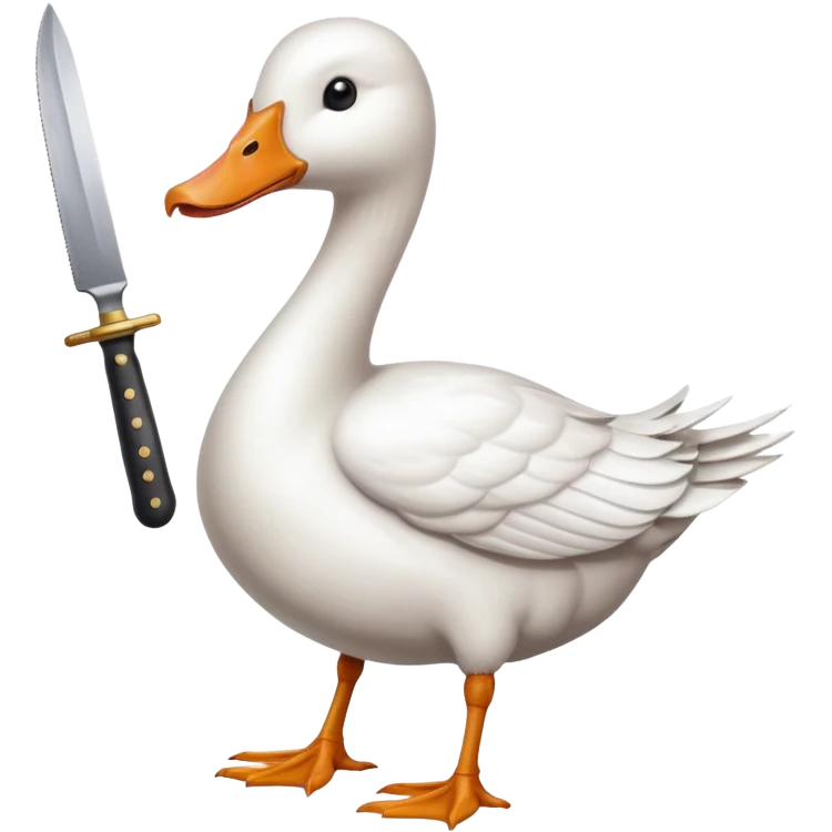 Duck holding knife but make it a white goose emoji