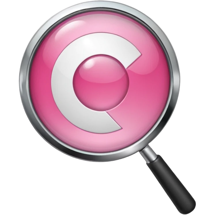 mix light pink dark pink and white girly chrome internet logo with a magnifying glass emoji