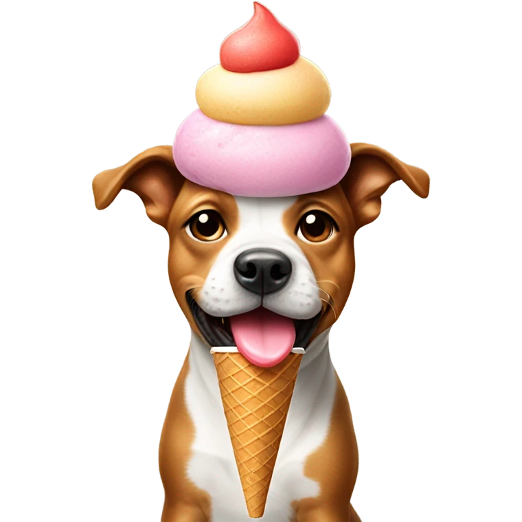 Dog eating ice cream cone wearing beanie  emoji