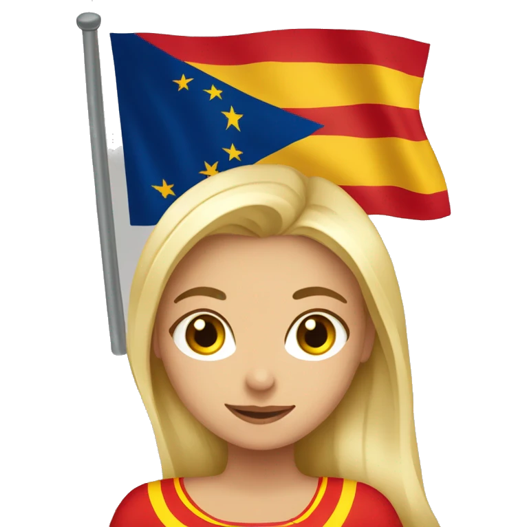 Una chica rubia con la bandera de españa emoji