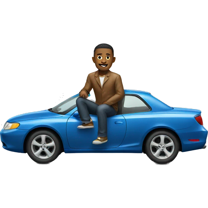 man sitting on top of car emoji