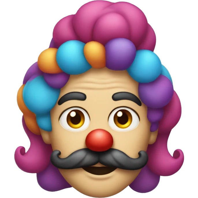 Clown colorful hair with a handlebar mustache emoji