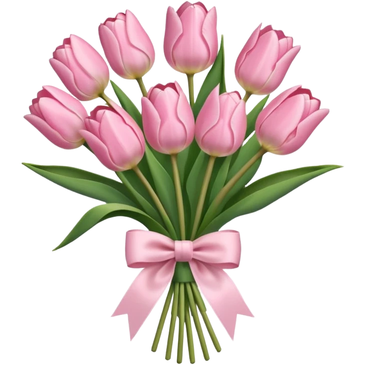light pink tulip bouquet with light pink bow emoji