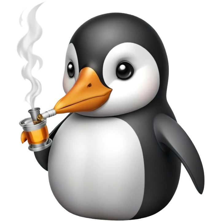 Penguin smoking a bong emoji