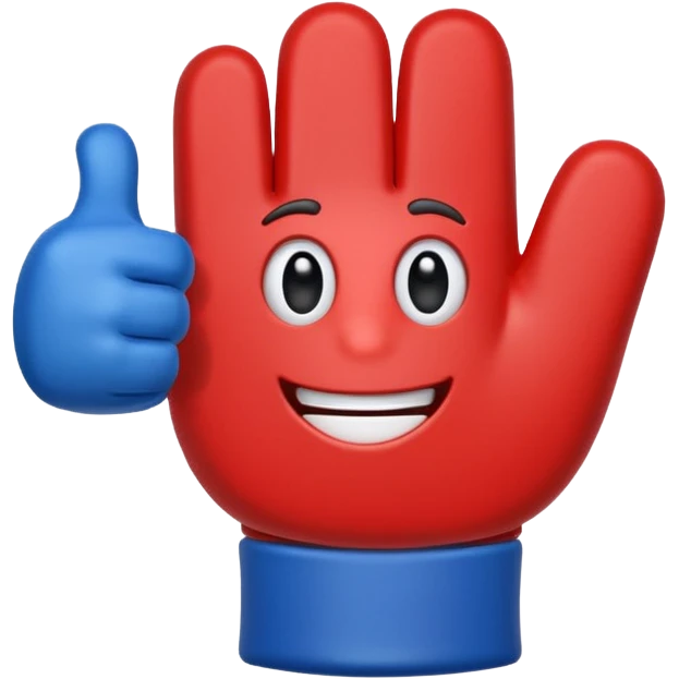 #1 glove thumbs up in blue (#00A3E0) and red (#F9423A)  emoji