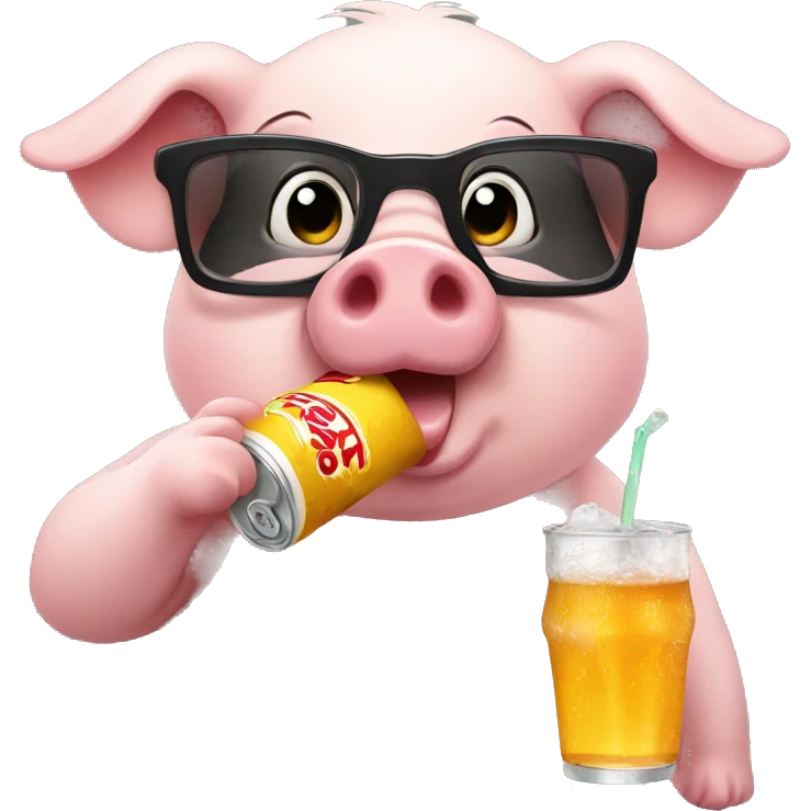 small pig drinking soda emoji