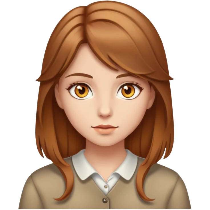 Garota de cabelos castanhos claros e olhos ambar emoji