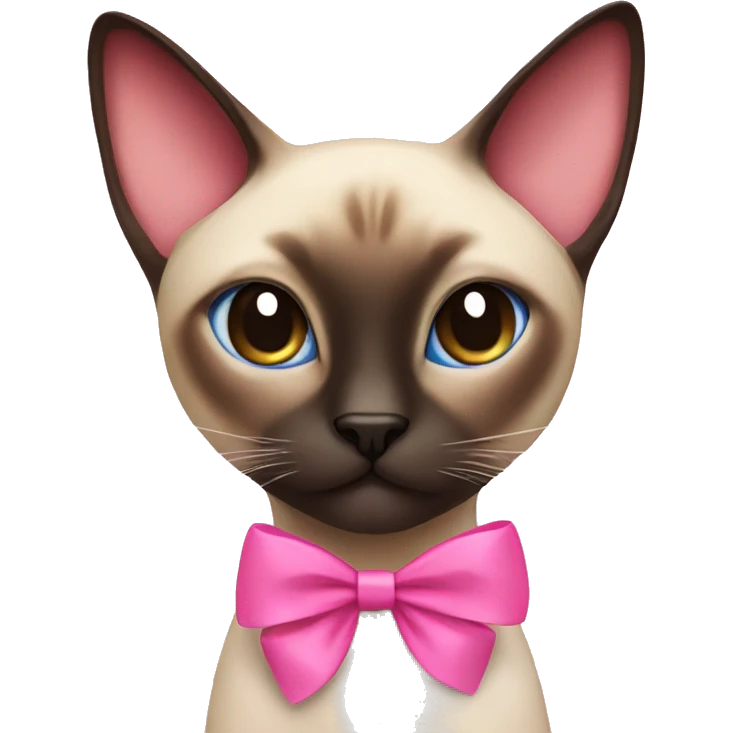 Siamese cat with pink bow emoji