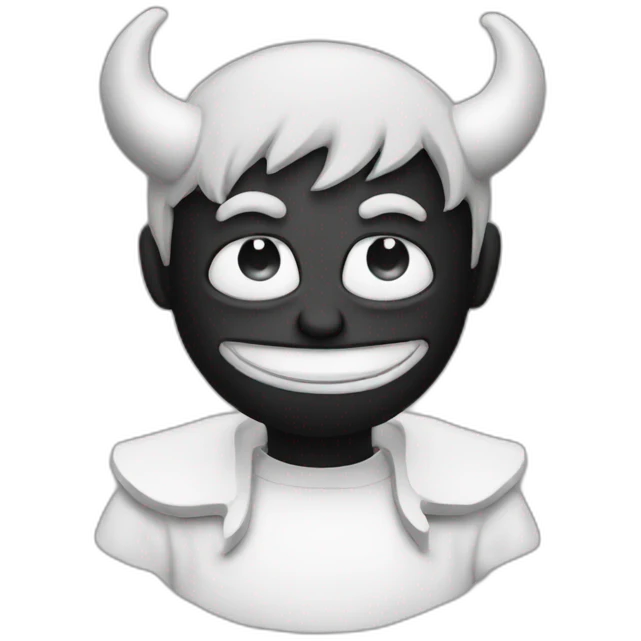 sad Satan, black and white emoji