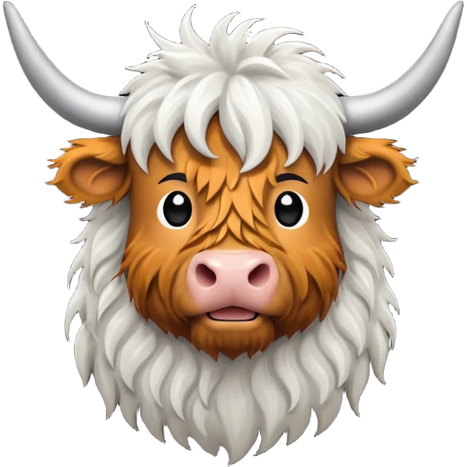 black and white highland cow emoji