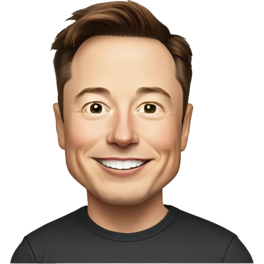 Smiling Elon musk with spaceX shirt emoji