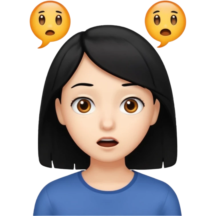 more surprised with black hair emoji