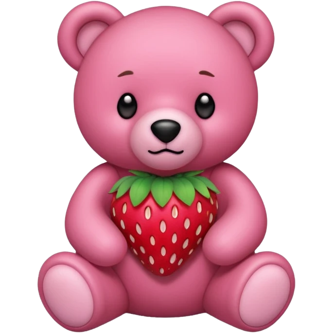 Pink teddy bear with strawberries on it emoji