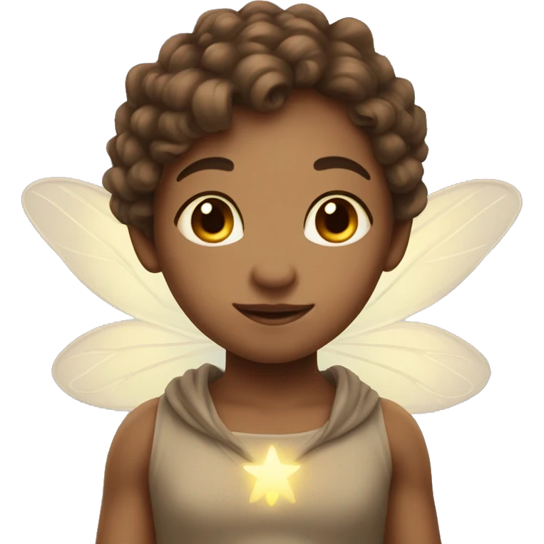 cute magical fairy, light skin, brown hair emoji