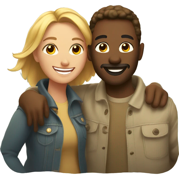 happy couple outdoors in sunlight emoji
