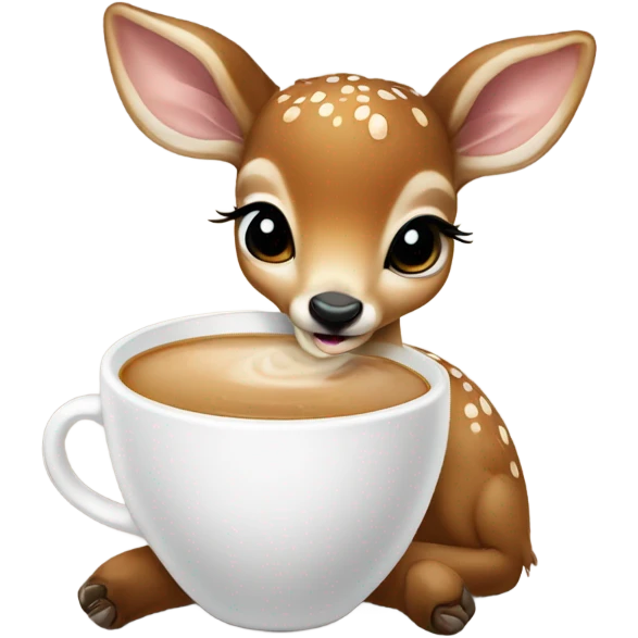 Baby deer drinking iced coffee emoji