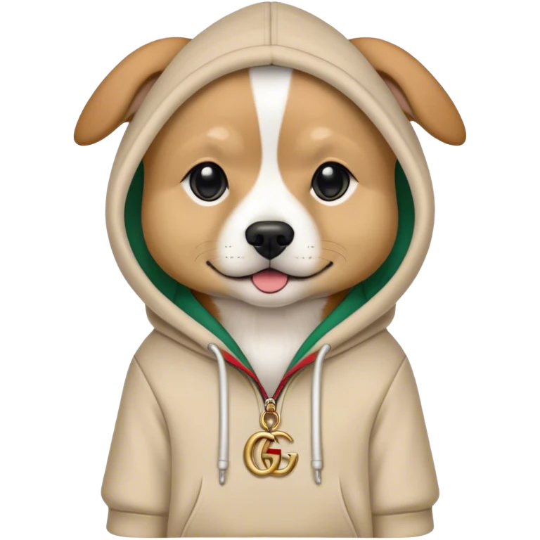 dog wearing hoodie gucci emoji
