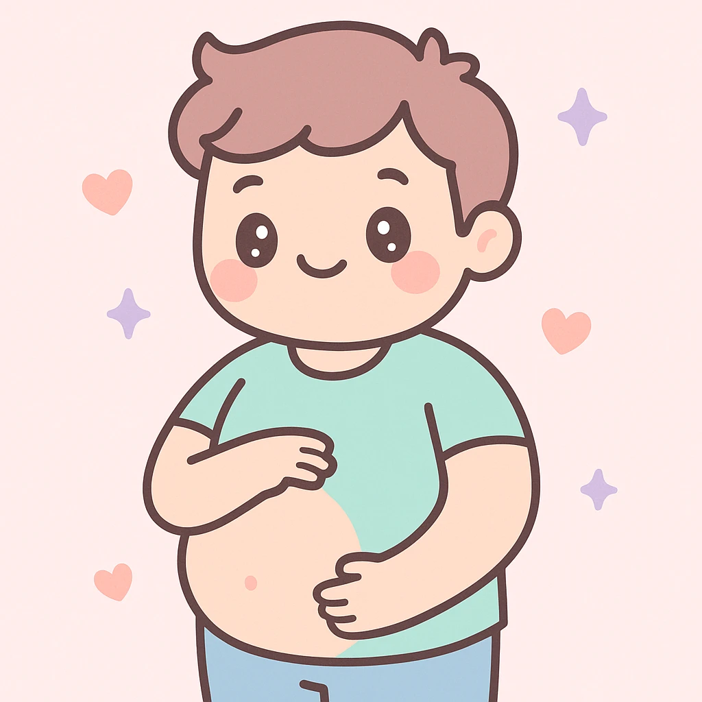 pregnant man, kawaii style, cute, pastel colors, soft and friendly emoji