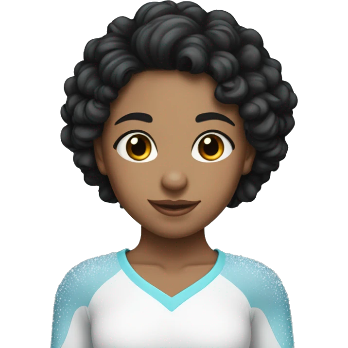ice skater with black curly medium hair and Mixed skin girl emoji