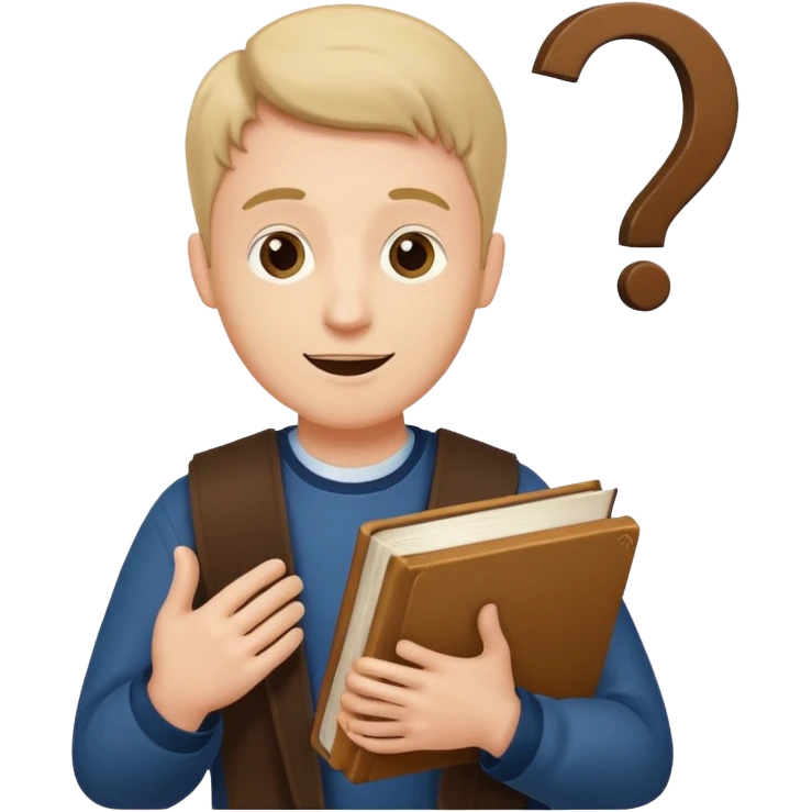 גבר עם ספר תהילים ביד, שמח, ושואל שאלה את הקהל. עם סימן שאלה emoji