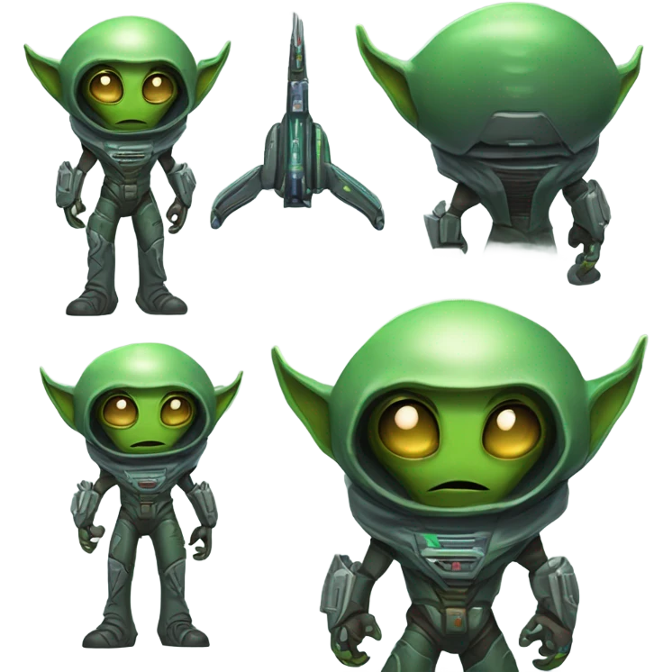 Martian Alien bounty hunter, front and back emoji