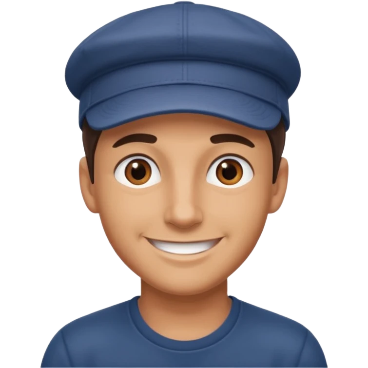 Joven moreno con gorra sonriendo emoji