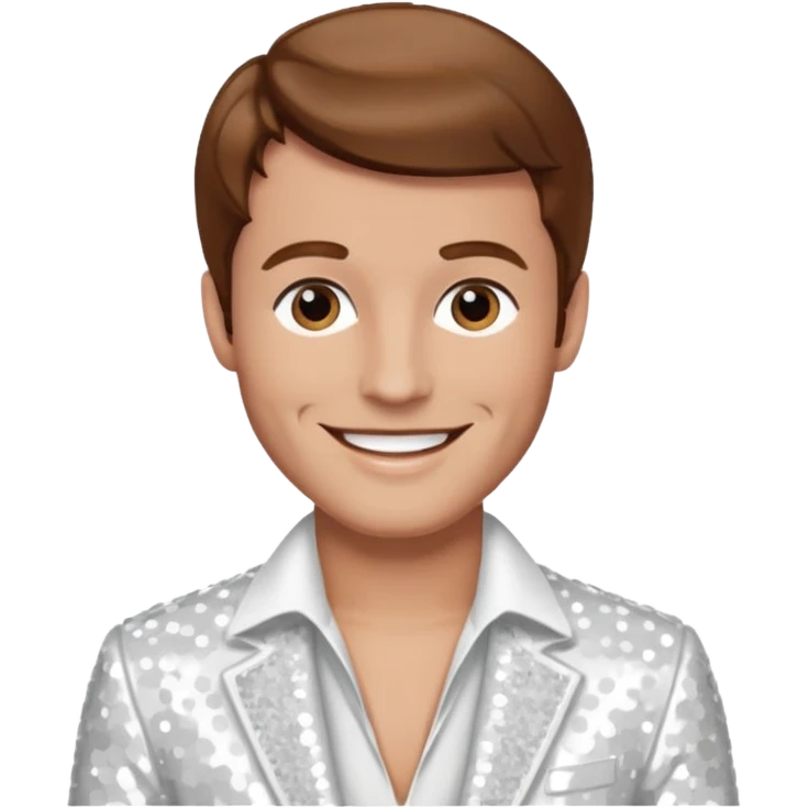Peter Allen with Brown Hair, White Sequin Outfit emoji