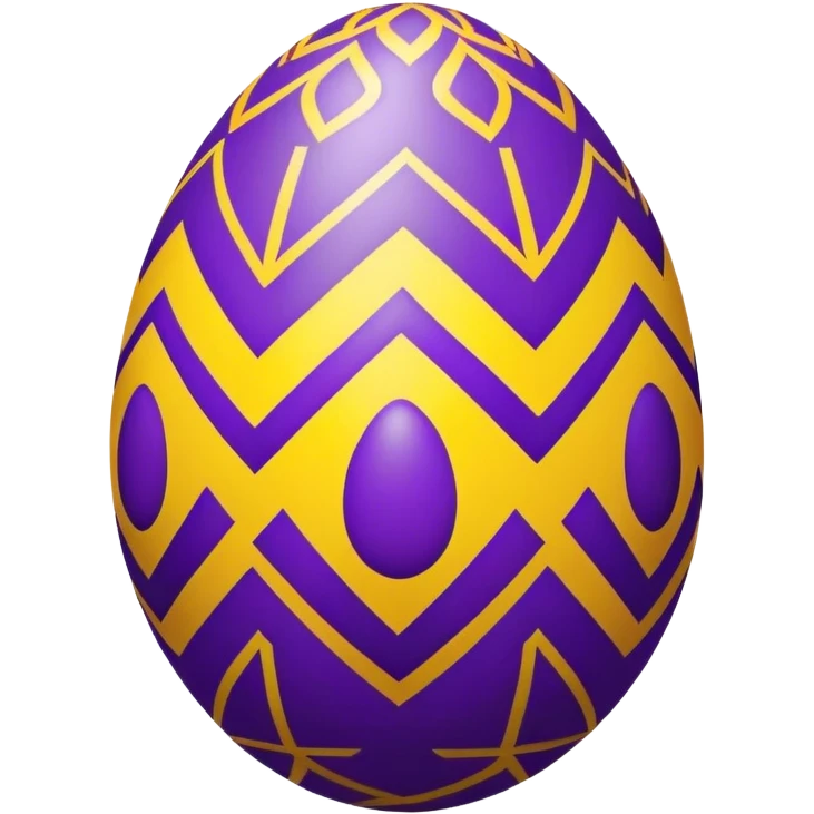 decor egg, symmetry pattern, purple and yellow emoji