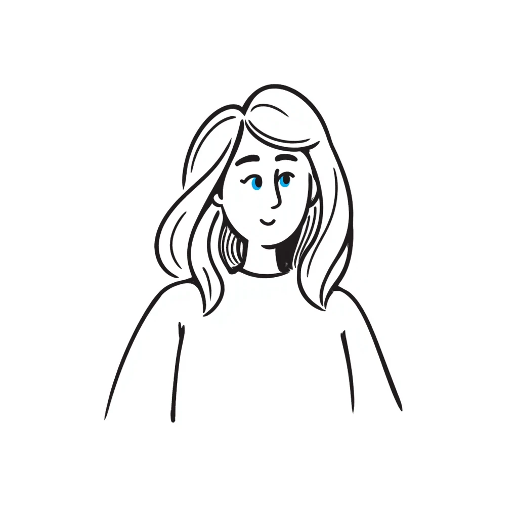 light gentle 20 year old girl in a shirt, light hair, blue eyes emoji