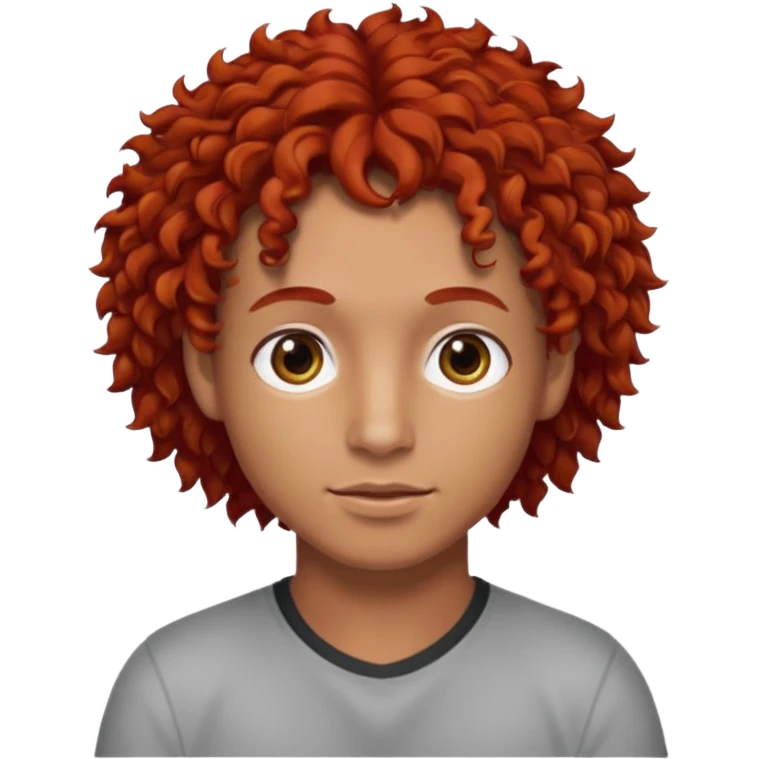 Chico  pelo rojo de pelo rizado que sea un poquito moreno de ojos cafes oscuros emoji