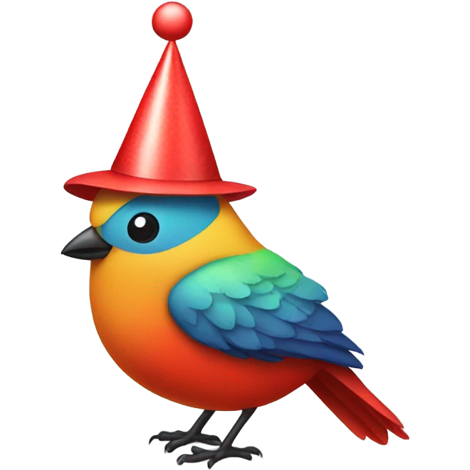 Red bird with a birthday hat emoji