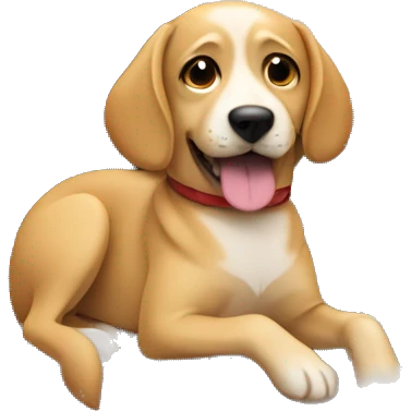Tan dog laying down in front of a piano  emoji